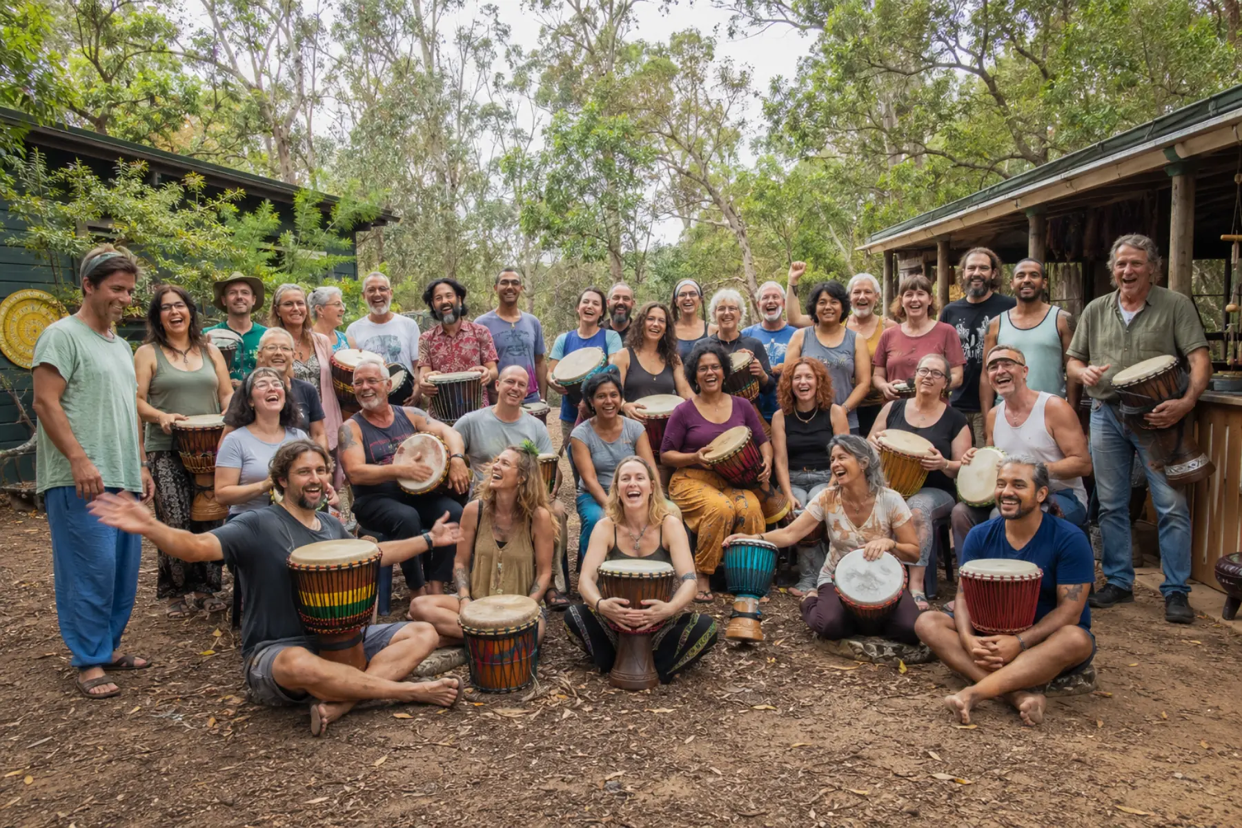 The whole group at a past retreat